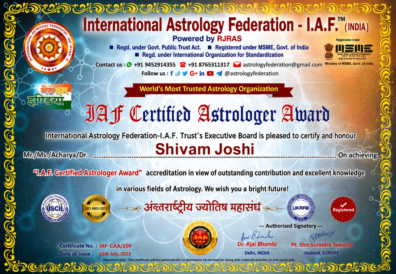 Astrologer Shivam Joshi Ji +91-9929258006